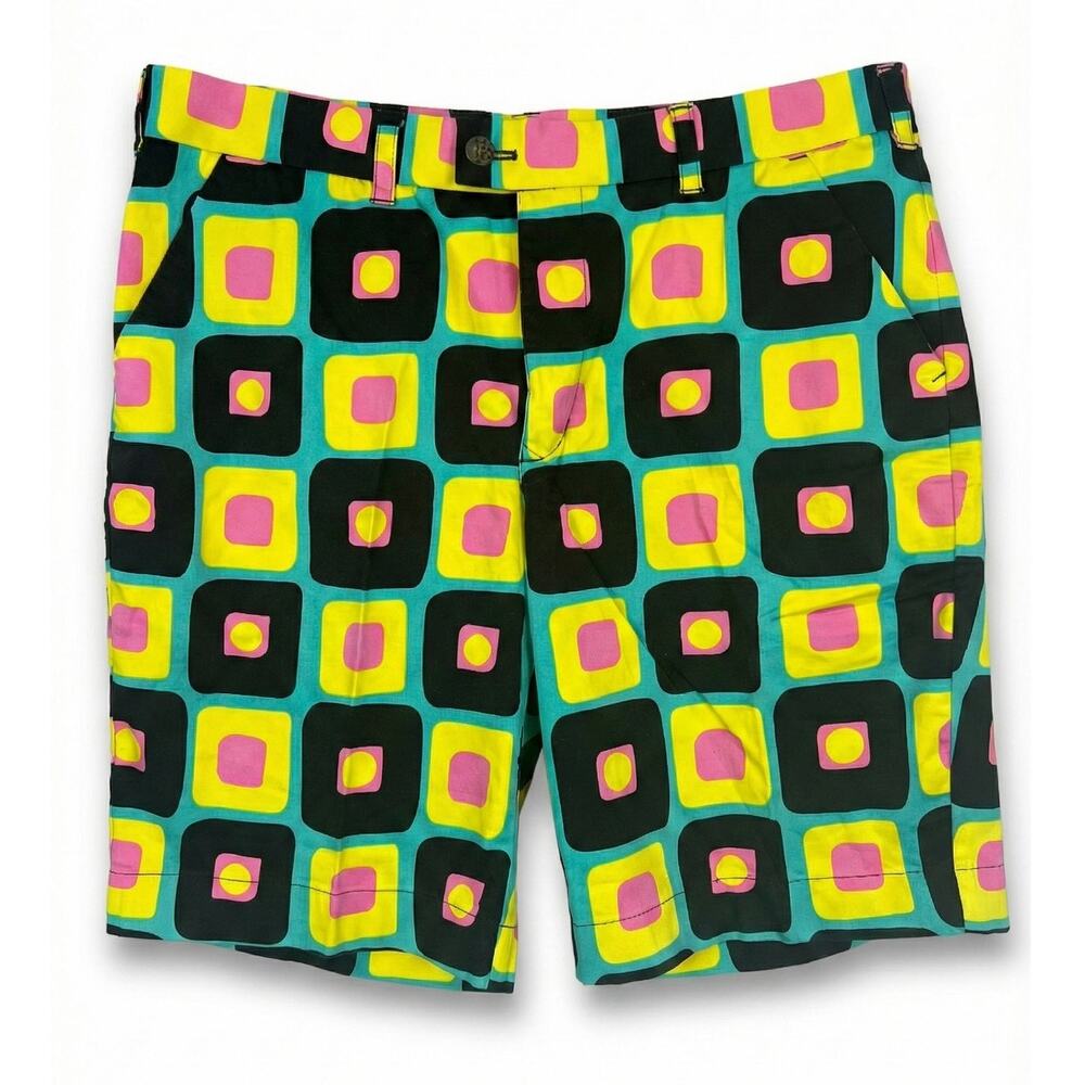 Loudmouth Men 36 Golf Retro Preppy Geometric Colorful Novelty Vibrant Fun Shorts